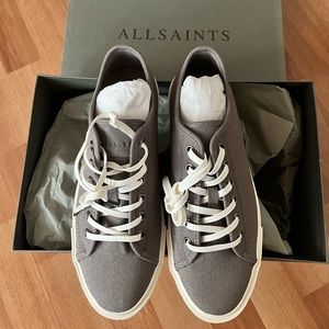 Allsaints Theo Low Top Canvas Casual Sneakers Charcoal Grey $95